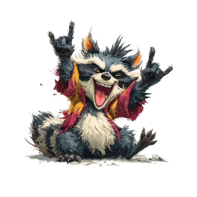 Ausdrucksstarker Waschbär in Punk-Style