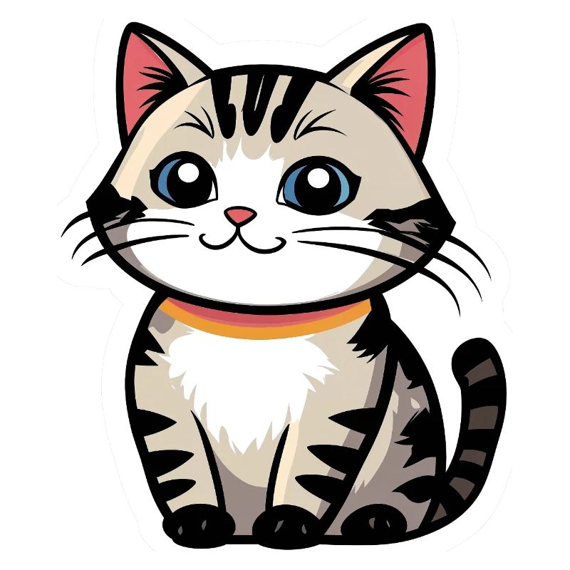 Kawaii Katzen-Logo mit Halsband