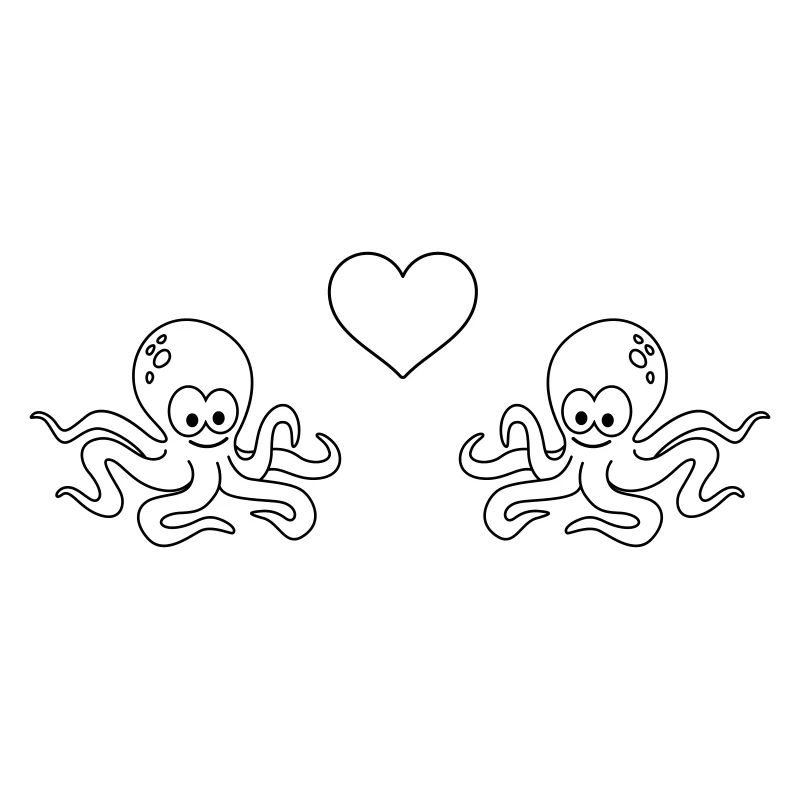 Krake Comic Paar liebe
