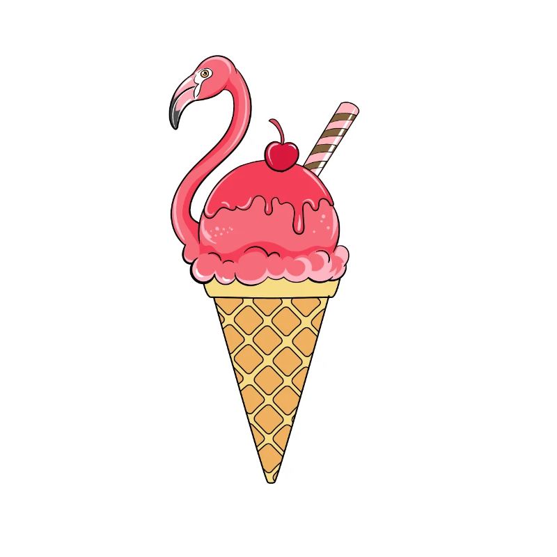Flamingo Eis Eiswaffel Eiscream Rosa