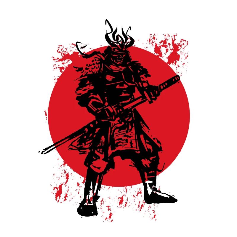 Samurai Japanese Warrior Blood Moon Design