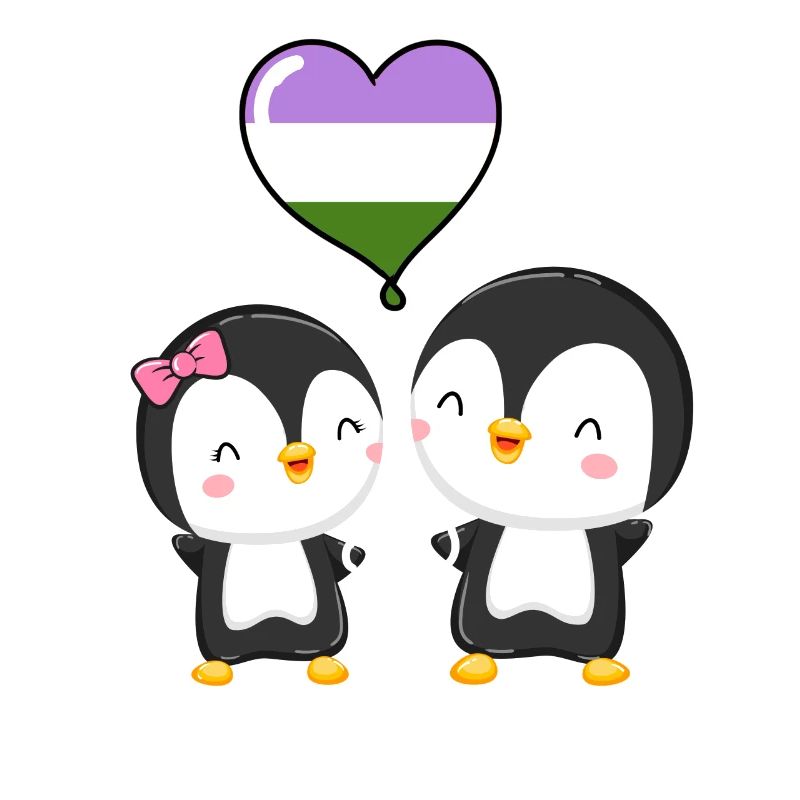Genderqueer Pride Pinguin-Paar