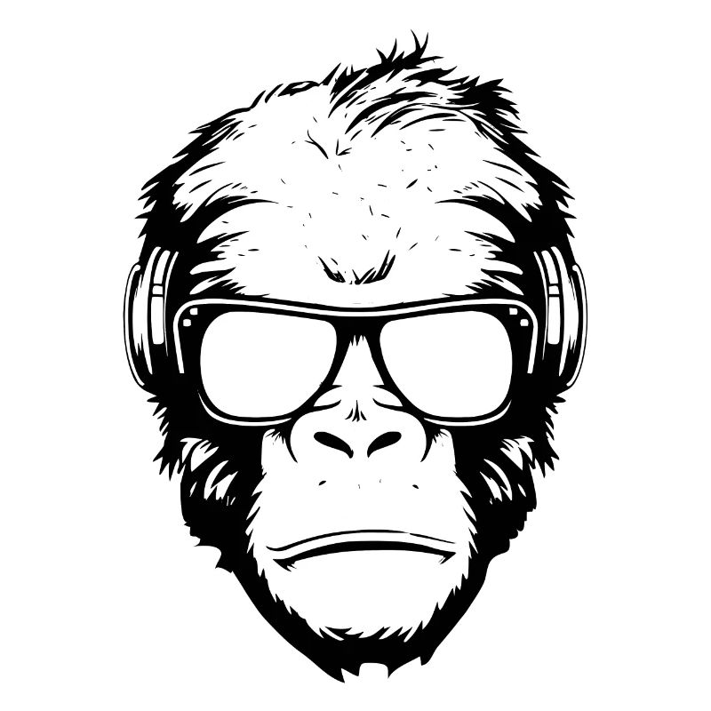 Singe cool avec lunettes de soleil et écouteurs
