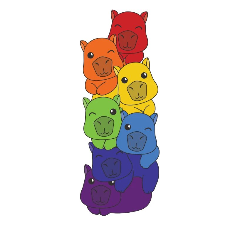Rainbow Flag Pride LGBTQ Mignon Capybara Stack
