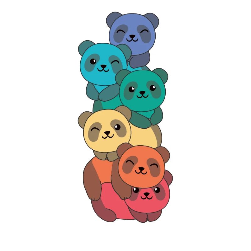 Drapeau arc-en-ciel Pride LGBTQ Mignon Panda Stack