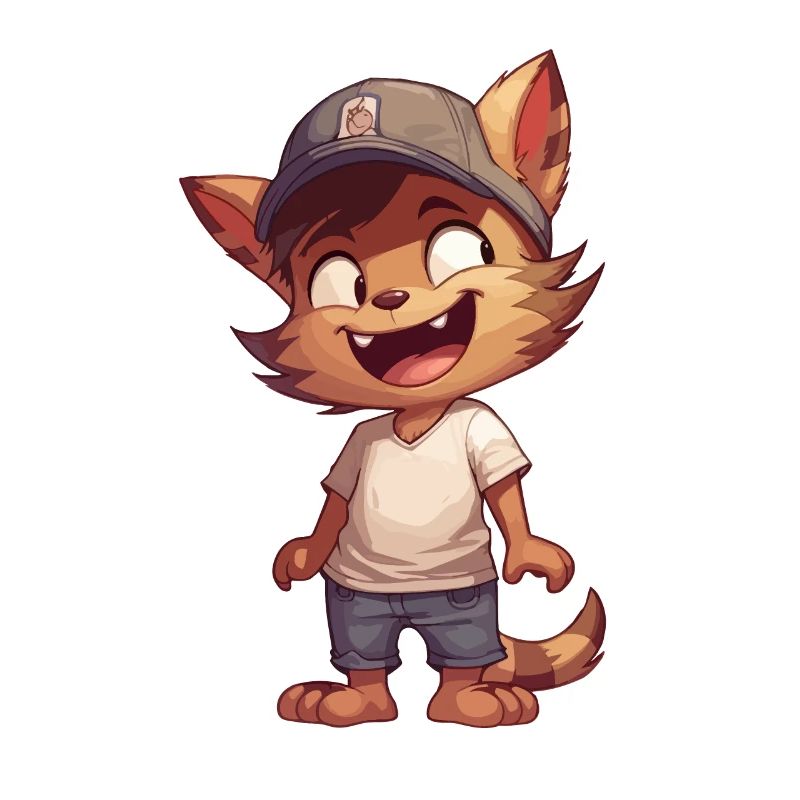 Chat de dessin animé mignon avec casquette Compagnon câlin