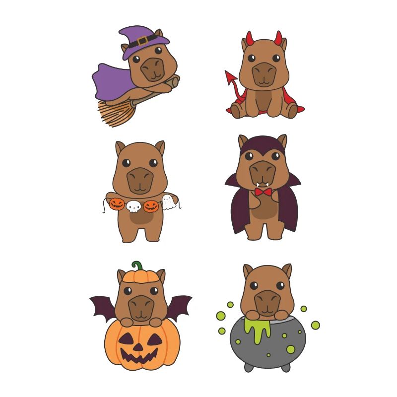 Capybara Halloween Devil Pumpkin Vampire Costume