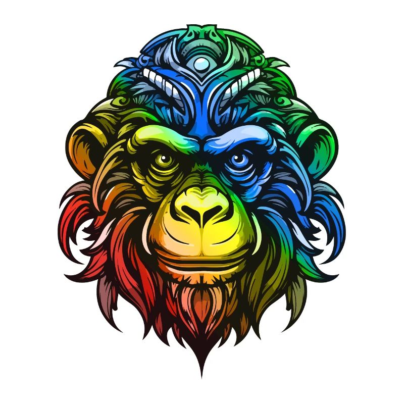 Affe Kopf Bunt