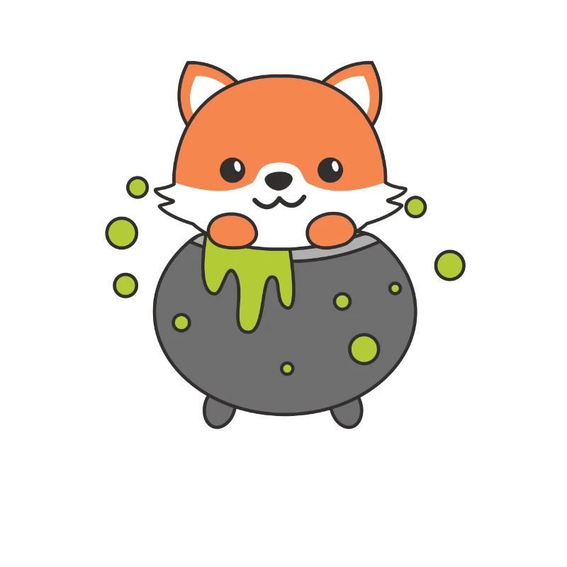 Fox Happy Halloween Witch's Cauldron Bat