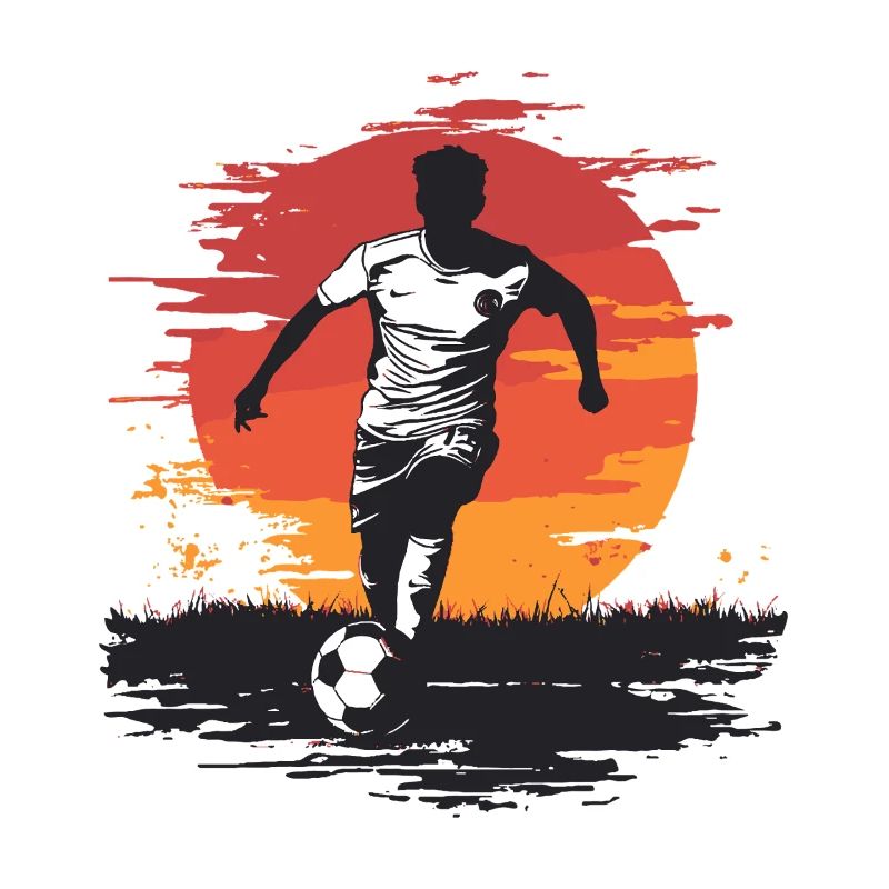 Fußballer-Silhouette - Sonnenuntergangs-Design