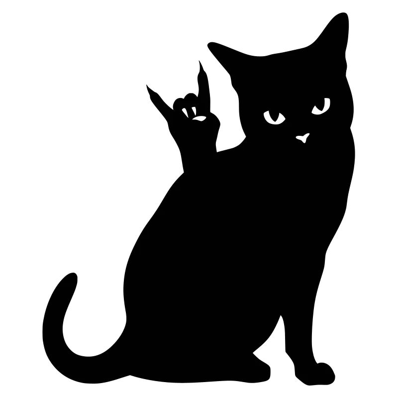 Schwarze Katze – Devil Horns Silhouette