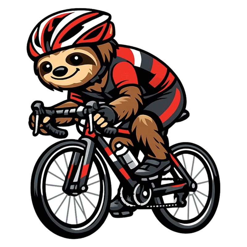 Rennrad-Sloth mit Helm