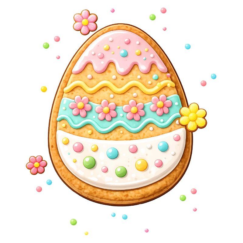 Decorated Easter egg as a cookie with colorful frosting
