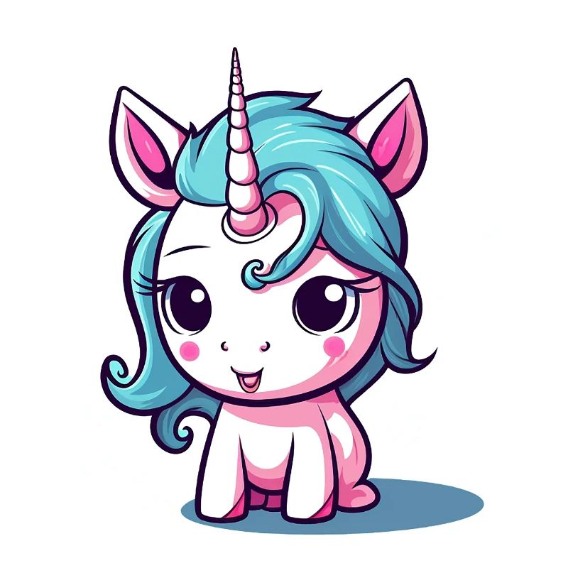 Blauhaariges Einhornchen Sticker