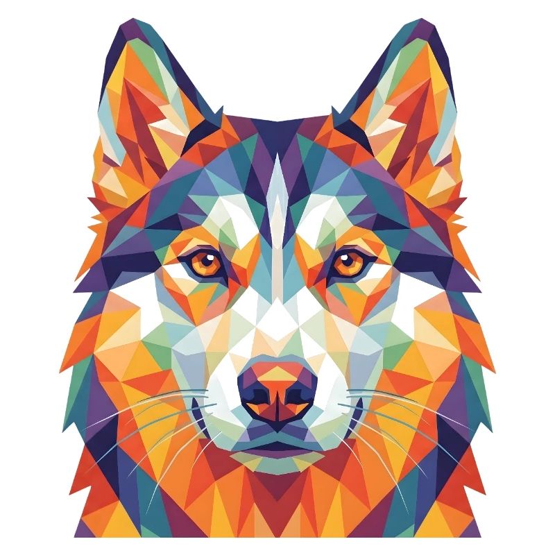 Bunte geometrische Husky-Kopf-Pop Art