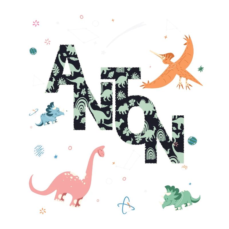 ANTON - Beautiful boy name with dinosaur