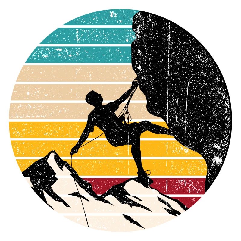 Bergsteiger unter Sonnenuntergangsstreifen