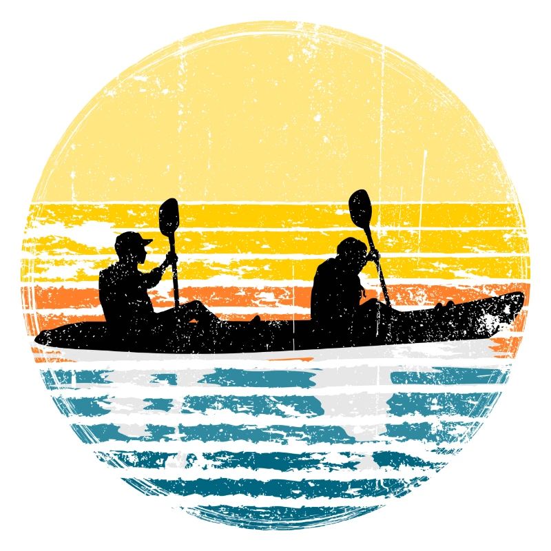 Sunset Kayak Silhouette Circle