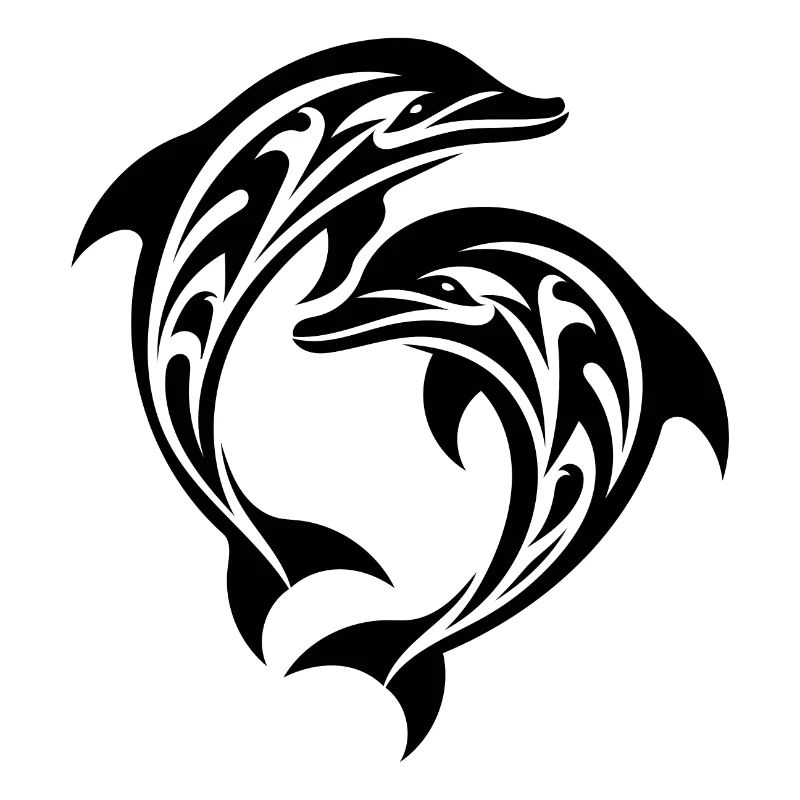 Tribal Tattoo Jumping Dolphins