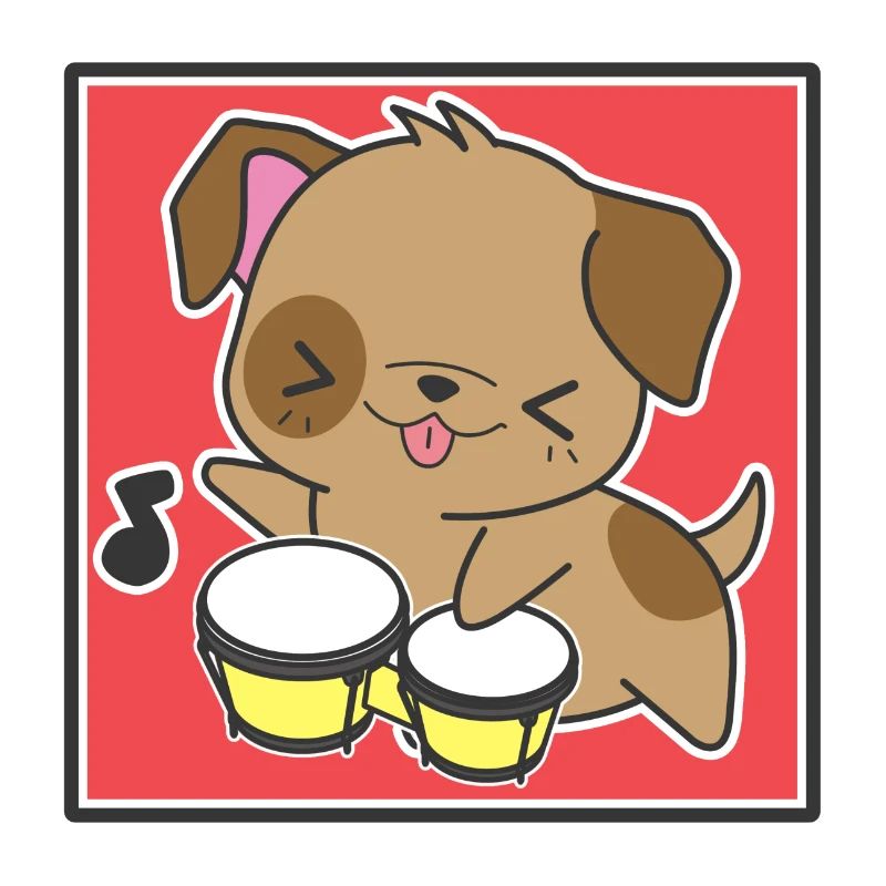 Hund mit Bongos
