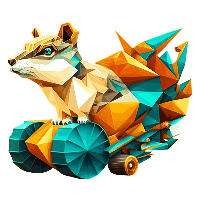 3D kit chipmunk with wheels as polygon