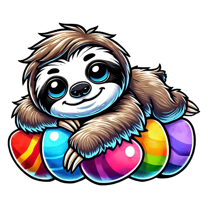 Cute Sloth Easter Easter Egg Cartoon Chilling