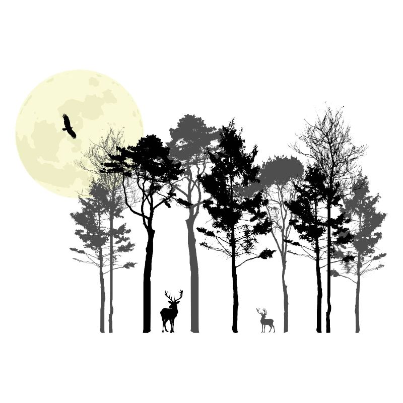 Mystische Nachtwald-Silhouette