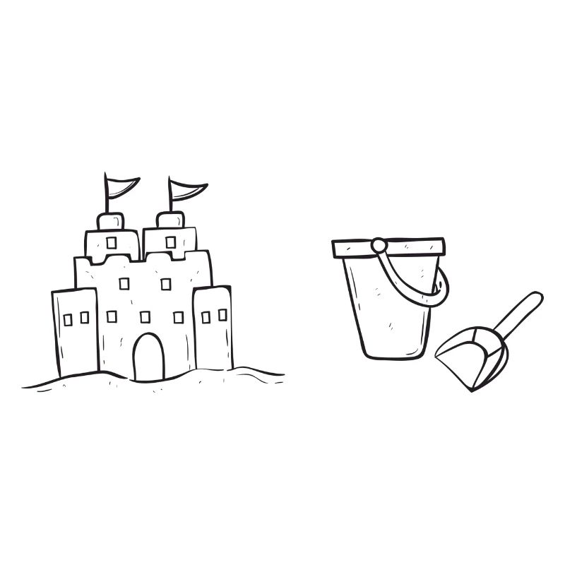Château de sable Line Art Thème de la plage