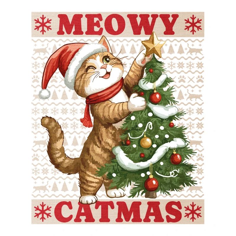 Chat Arbre de Noël Noël Noël Mignon Drôle