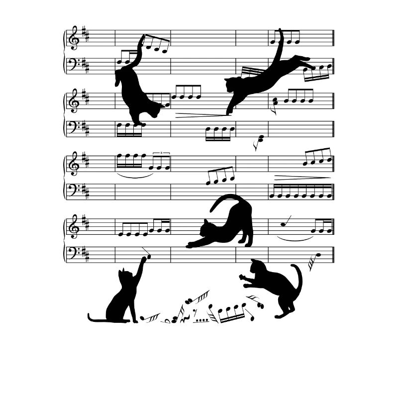 Katzen auf Notenlinien
