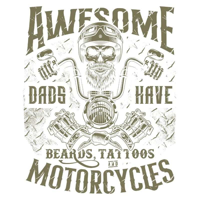 Biker Dads Have Tattoos Beards Ride Motorcycle