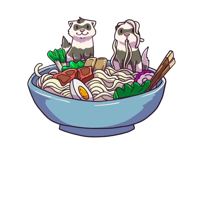 Frettchen in Nudelsuppe Illustration