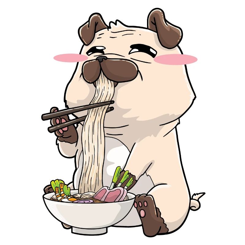 Mops isst Ramen