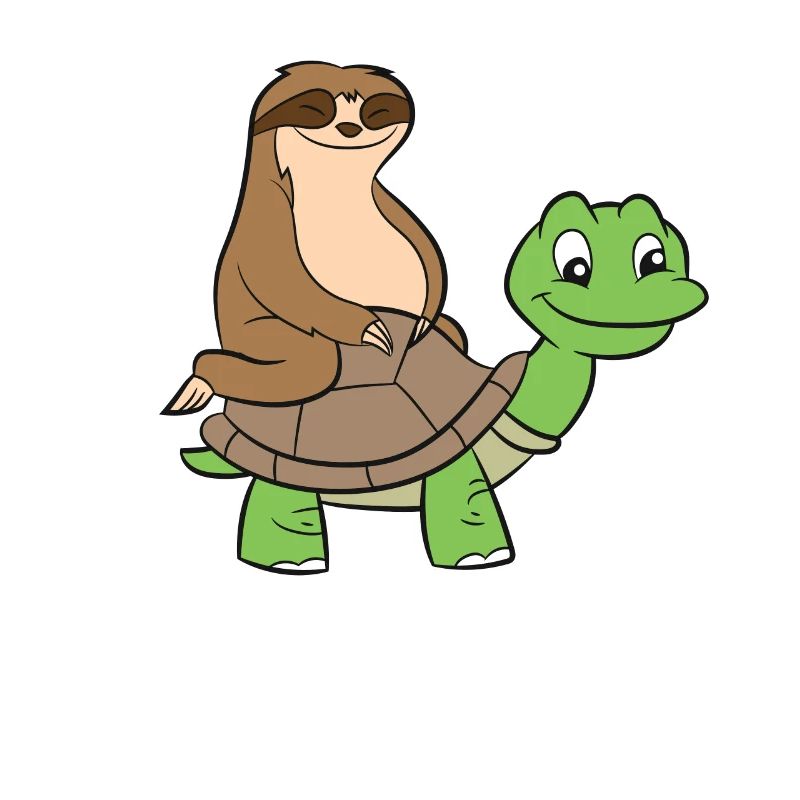 Sloth On Turtle Funny Sloth Rides Turtle Sloths