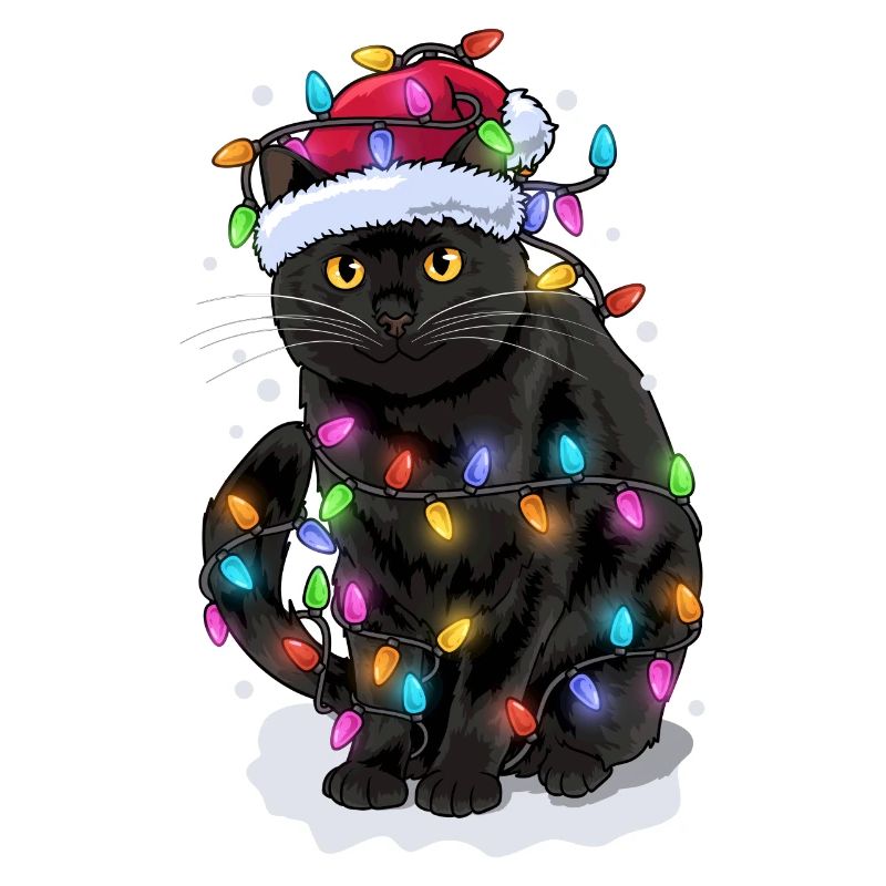 Katze Nikolausmütze Lichterkette