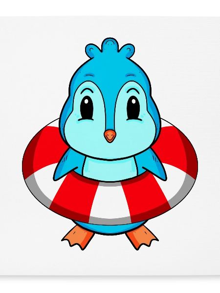 Pinguin Schwimmen Rettungsring