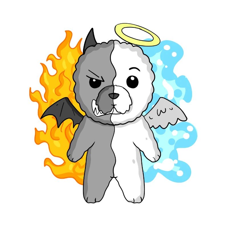 Dog Bichon Frise - Angel and Devil