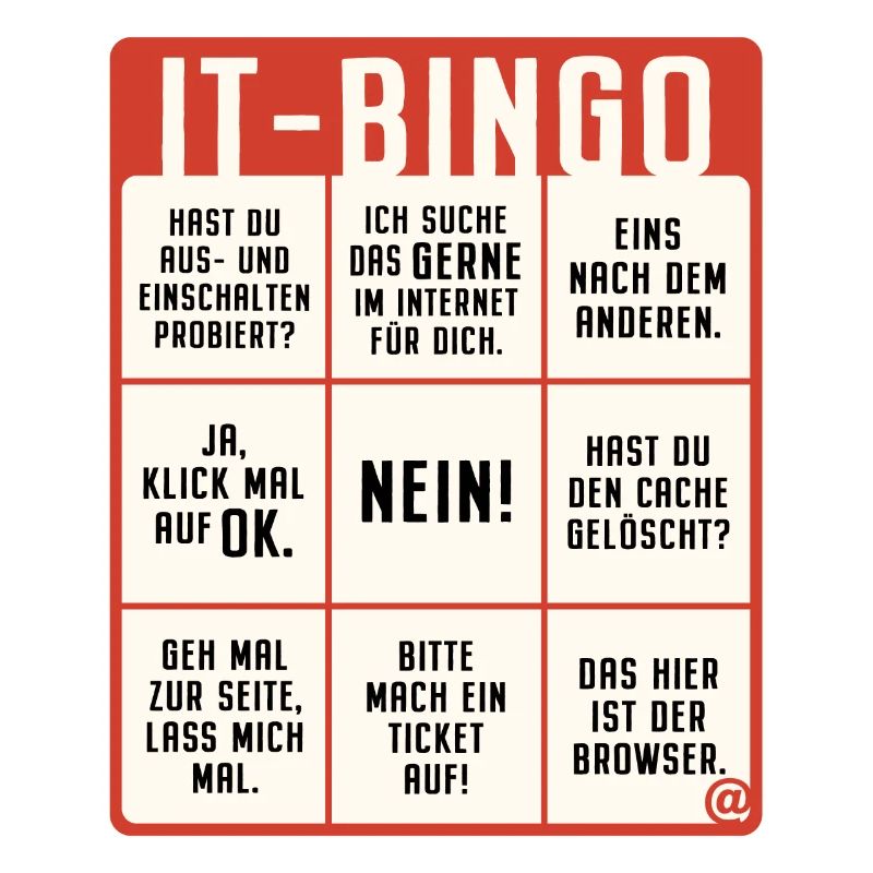 IT Support Bingo Service Desk IT Helpdesk Sysadmin