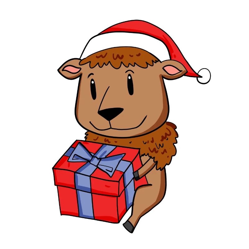 Bison de Noël Bébé avec cadeau