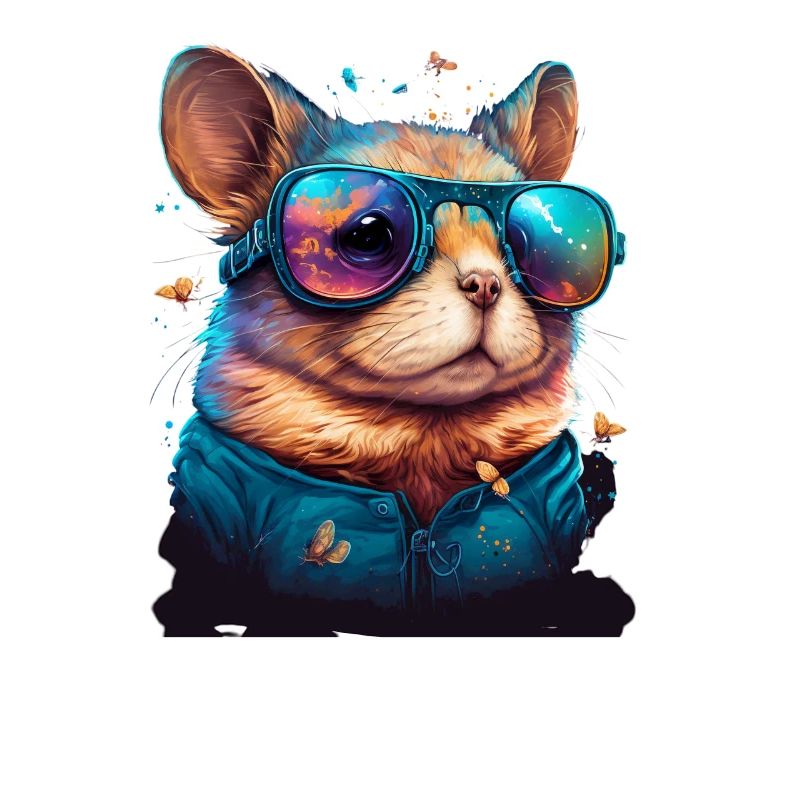 Katzenastronaut mit Neonbrille