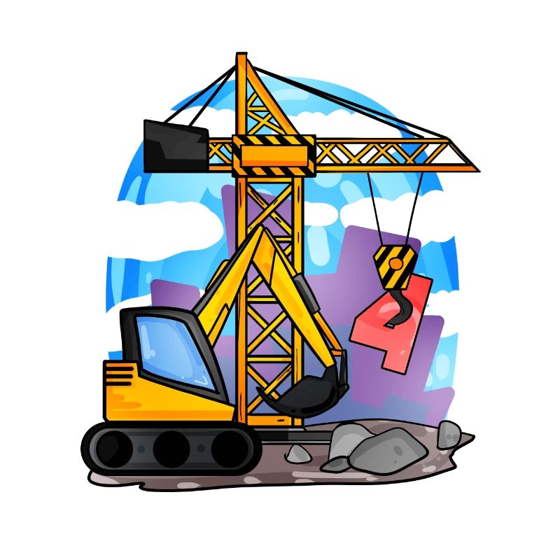 4. Geburtstag 4 Jahre Kran Baustelle Bagger Junge