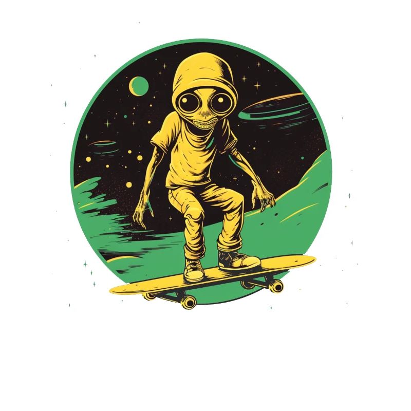 Alien auf Skateboard
