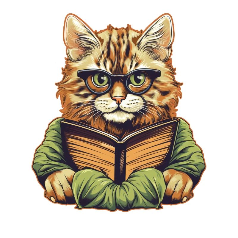 Cat with book