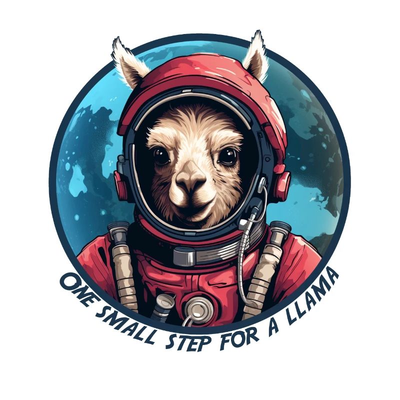 Astronauten-Lama mit Schriftzug