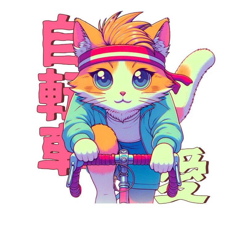 Radfahrender Anime Katze Neko