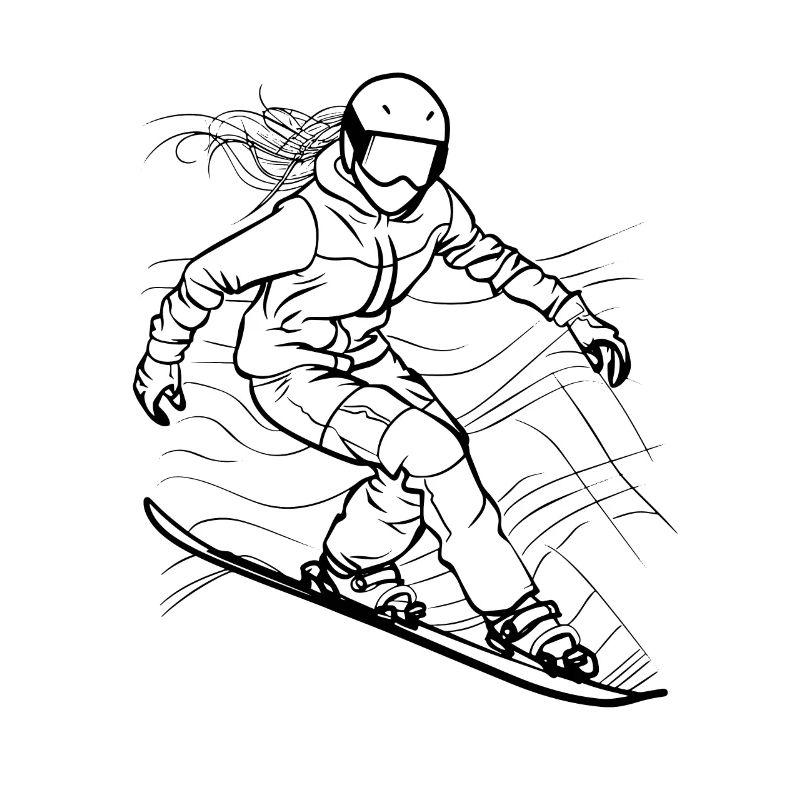 Snowboarding Mädchen Zeichnung