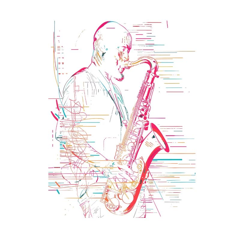 Saxophonspieler Line Art