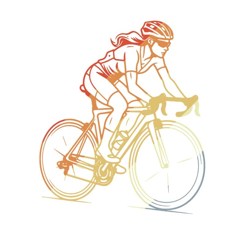 Retro Radfahrerin Line Art