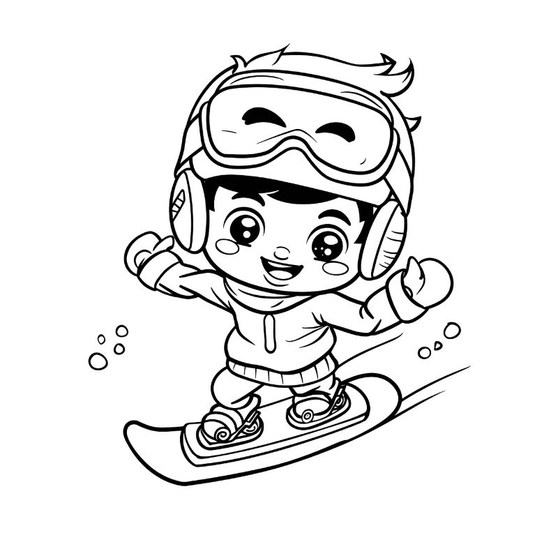 Kleiner Snowboarder Comic Look