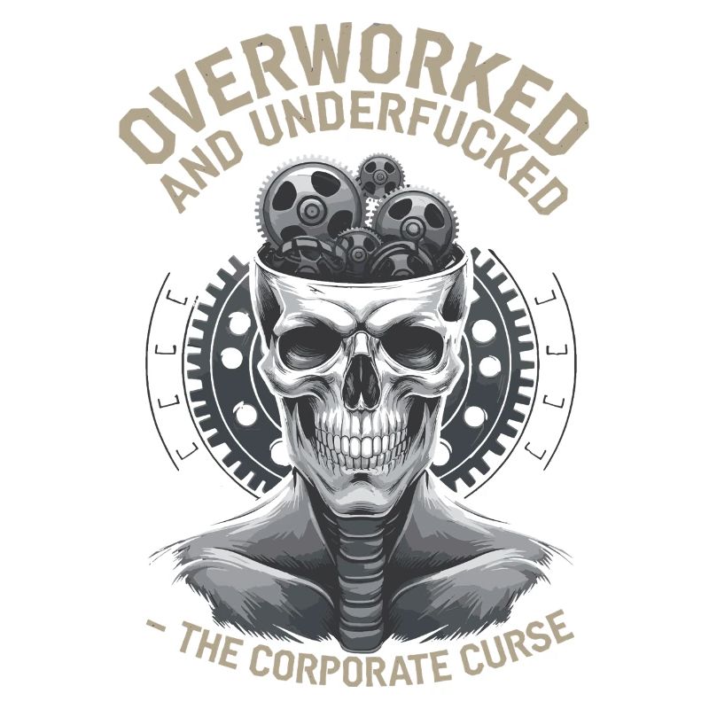 Overworked & Undervalued - Corporate Skull Design